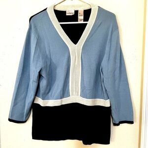 Vintage VILLAGER LIZ CLAIBORNE Blue colorblock knit sweater women size L
